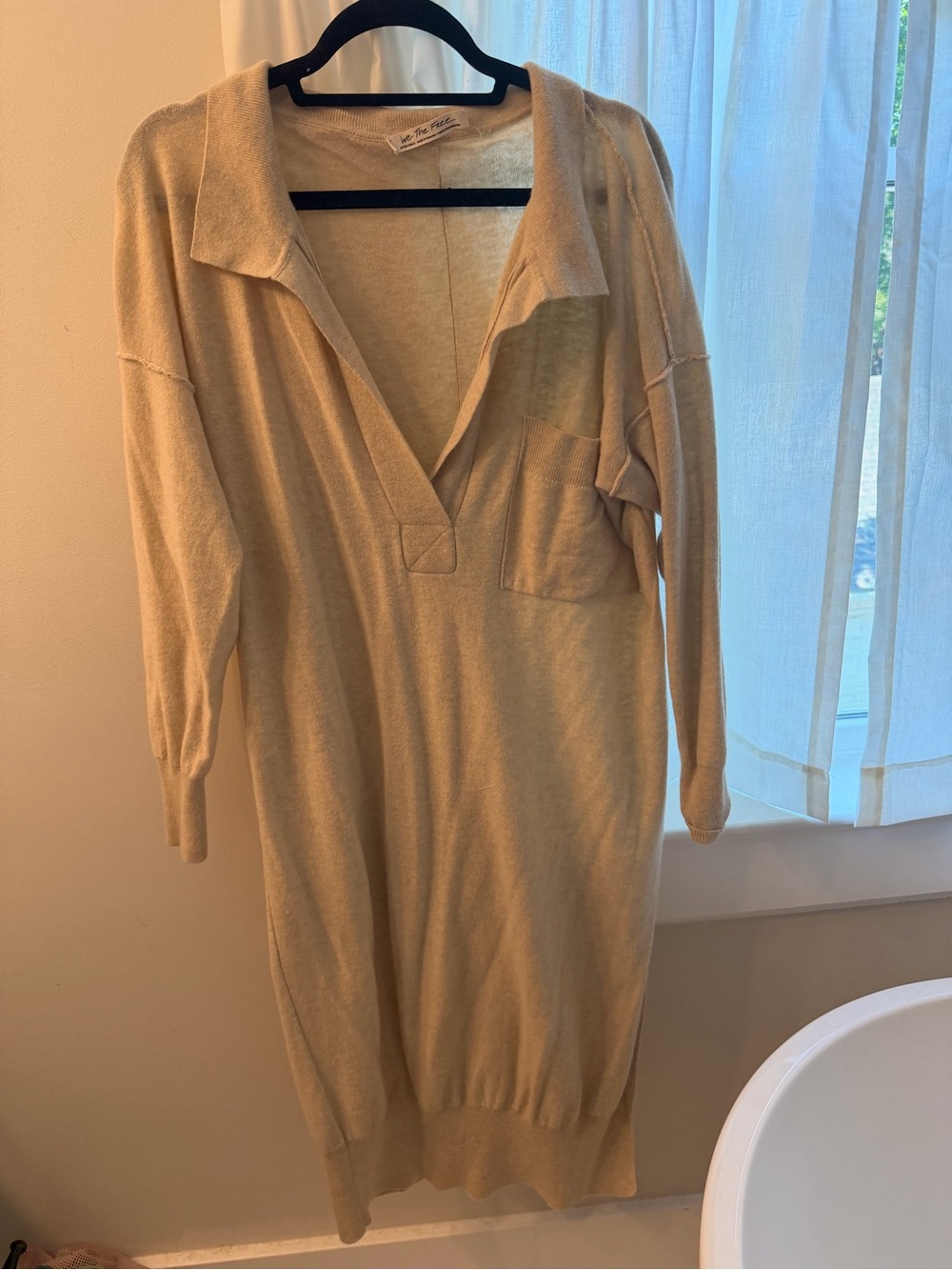 We The Free Beige Cashmere Knit Shirt Dress